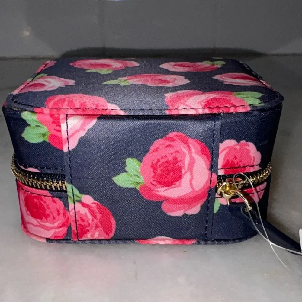 LOFT Floral Travel Jewelry Organizer Case Blue Pink NWT
